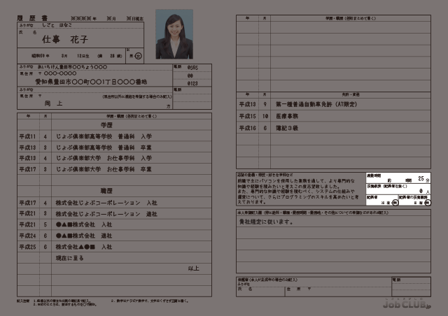 履歴書の書き方 プロフィール