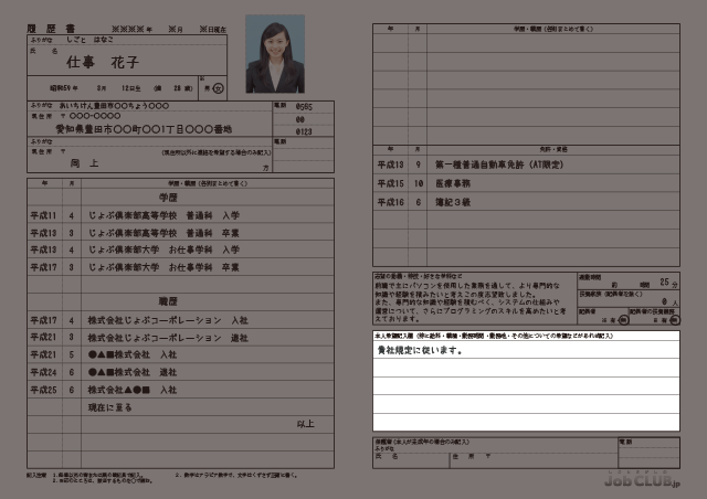 履歴書の書き方 プロフィール